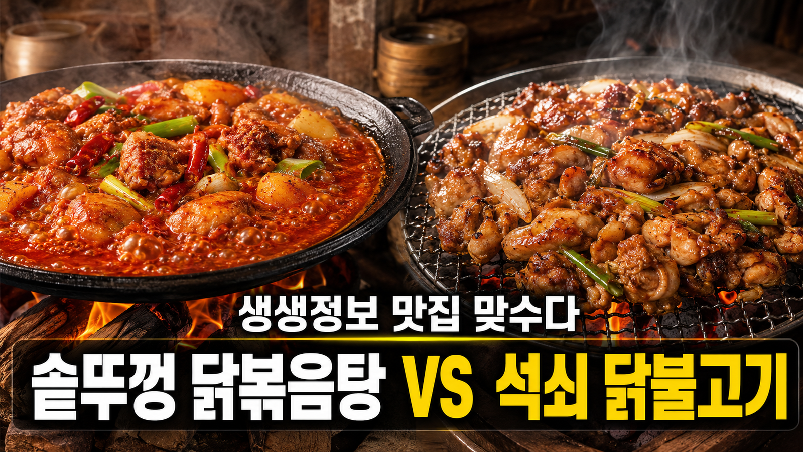 생생정보 솥뚜껑 닭볶음탕과 석쇠 닭불고기 맛집
